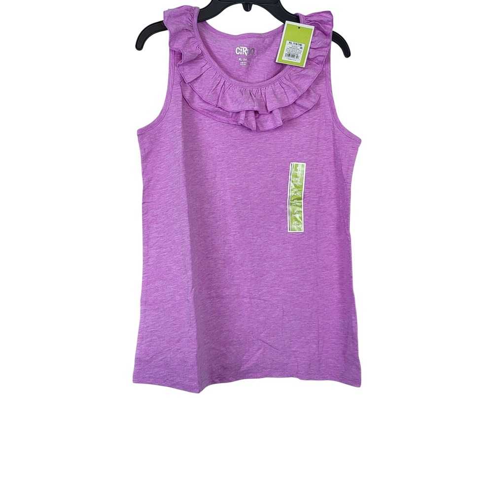Circo Girls Light Purple Sleeveless Ruffle Neckline Preppy Top XL NEW Soft Girl